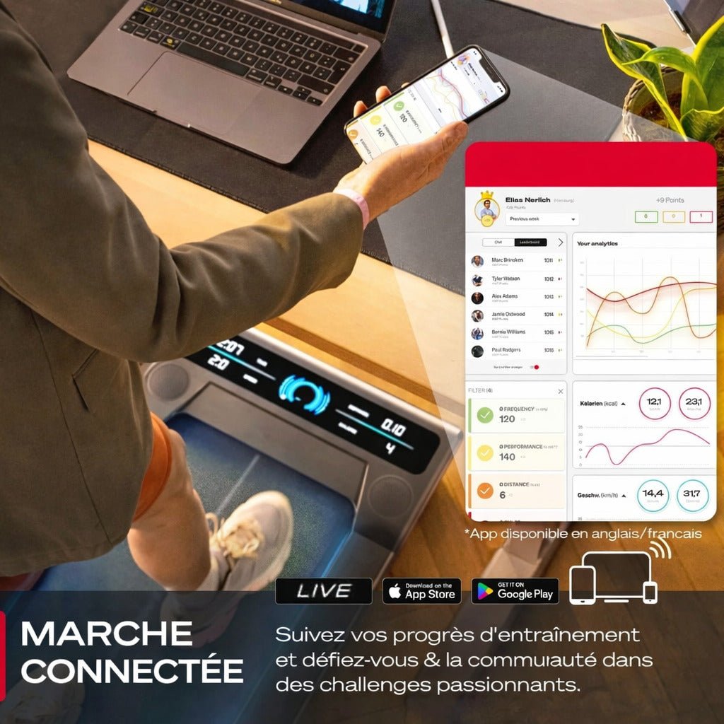 Tapis de marche Lite Mini – 6 km/h – Bluetooth – 4 programmes – LED 7 couleurs