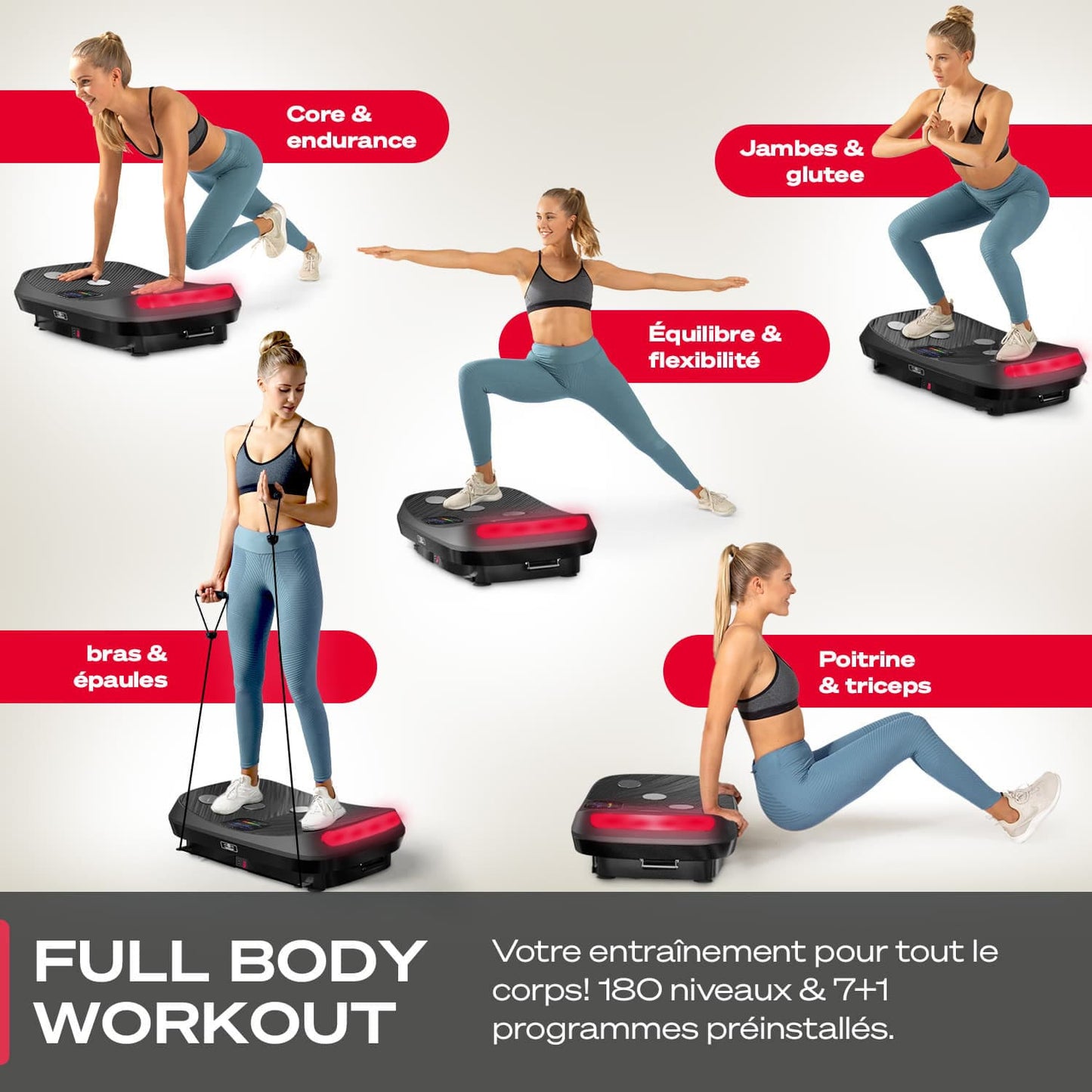 Plateforme vibrante FitPro 4D – 2 moteurs 2×200 W – 4 programmes – Bluetooth