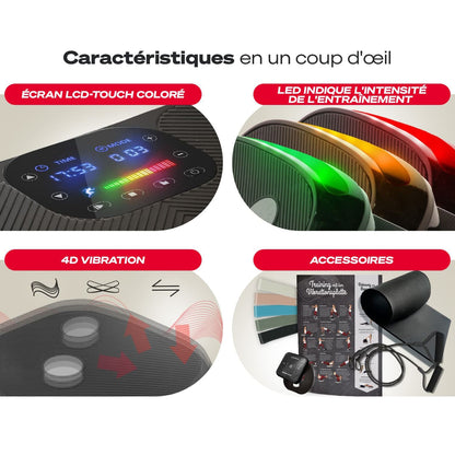 Plateforme vibrante FitPro 4D – 2 moteurs 2×200 W – 4 programmes – Bluetooth