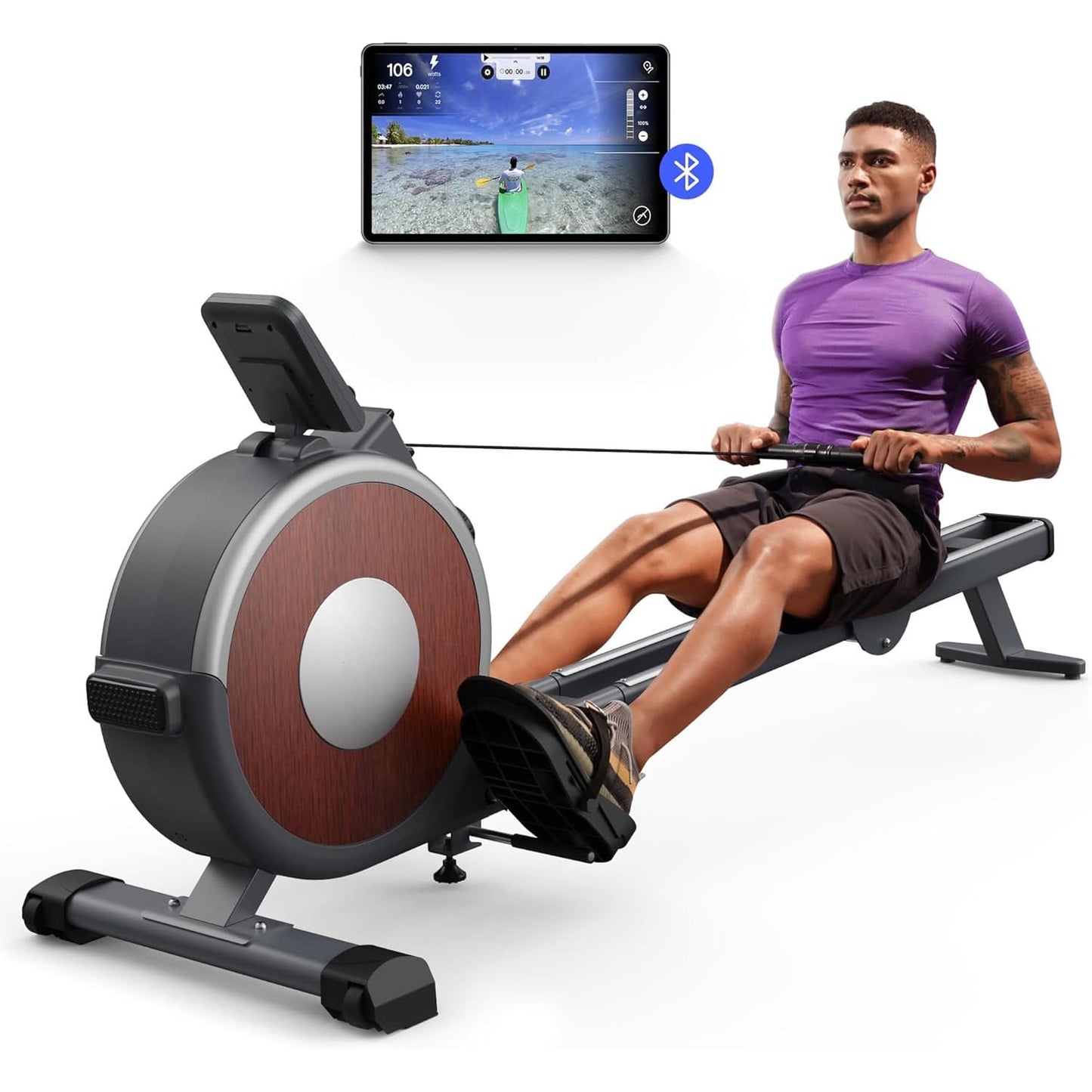 Rameur Magnétique Homefit Evo – 16 Niveaux de Résistance – Double Rail – Bluetooth – Charge Max. 160 kg