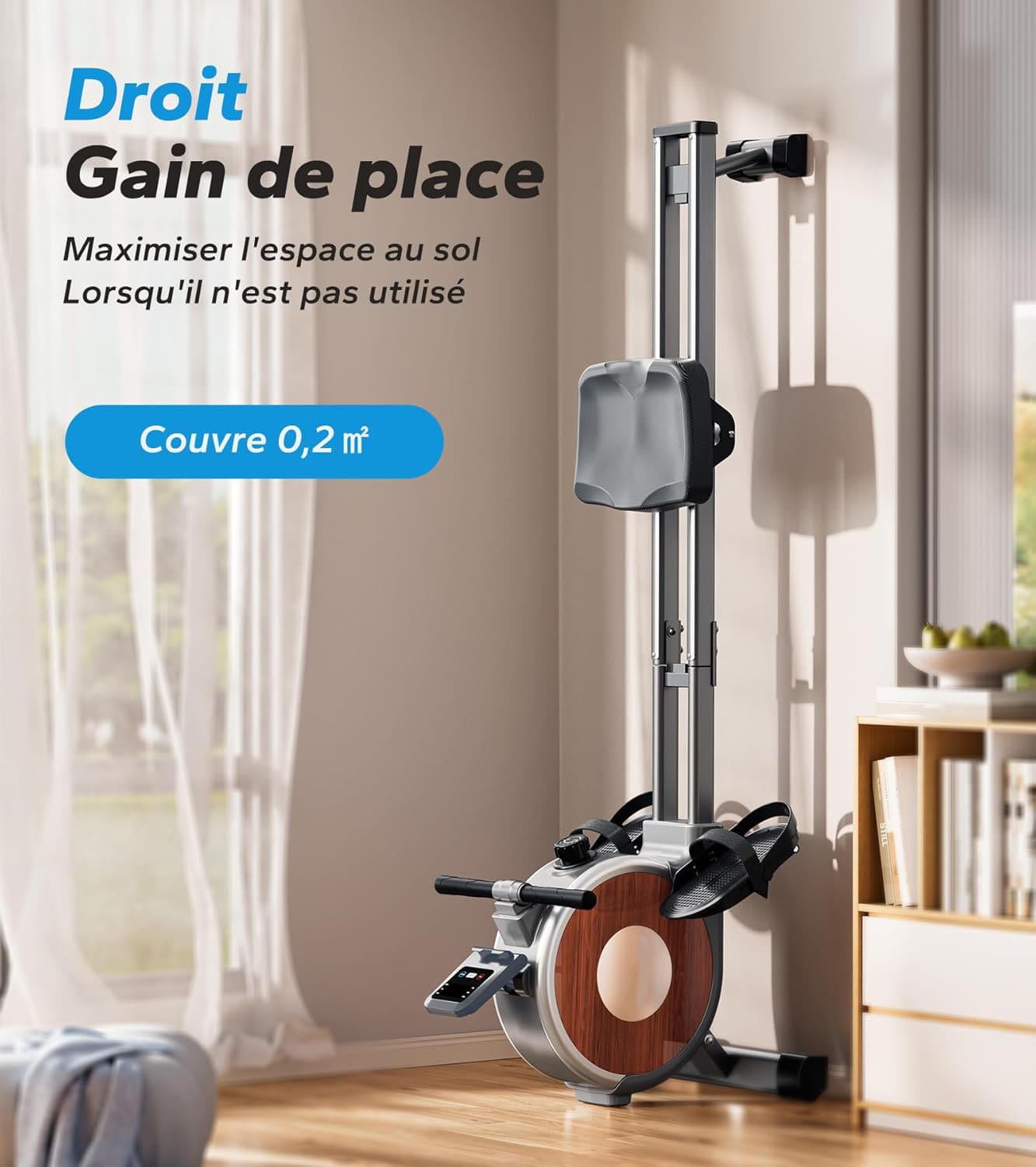 Rameur Magnétique Homefit Evo – 16 Niveaux de Résistance – Double Rail – Bluetooth – Charge Max. 160 kg