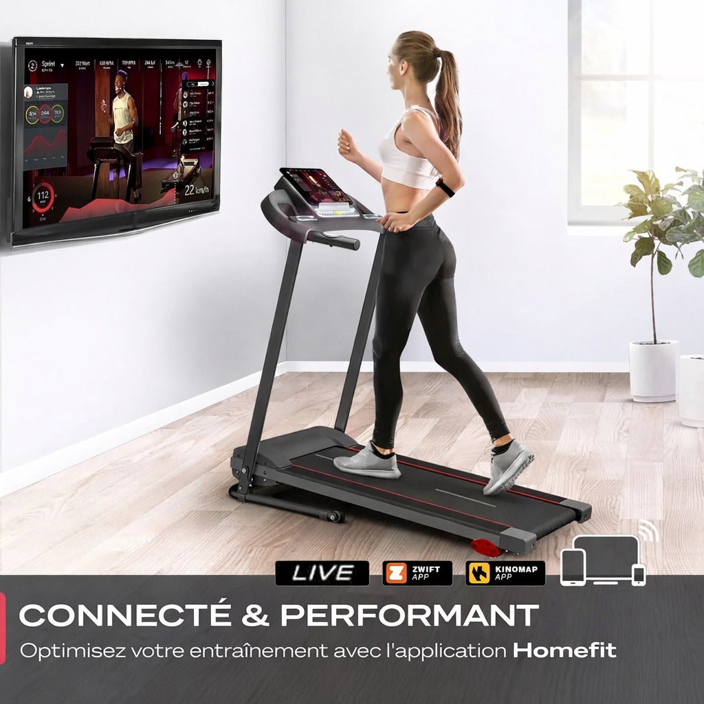 Tapis de course SprintFlow – 10 km/h – 12+1 programmes – Bluetooth – Autolubrifiant