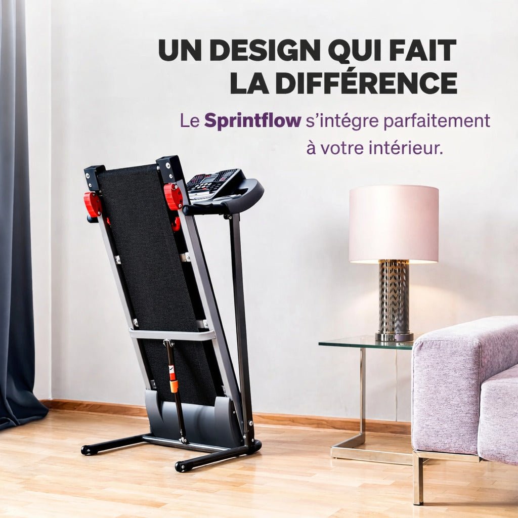 Tapis de course SprintFlow – 10 km/h – 12+1 programmes – Bluetooth – Autolubrifiant
