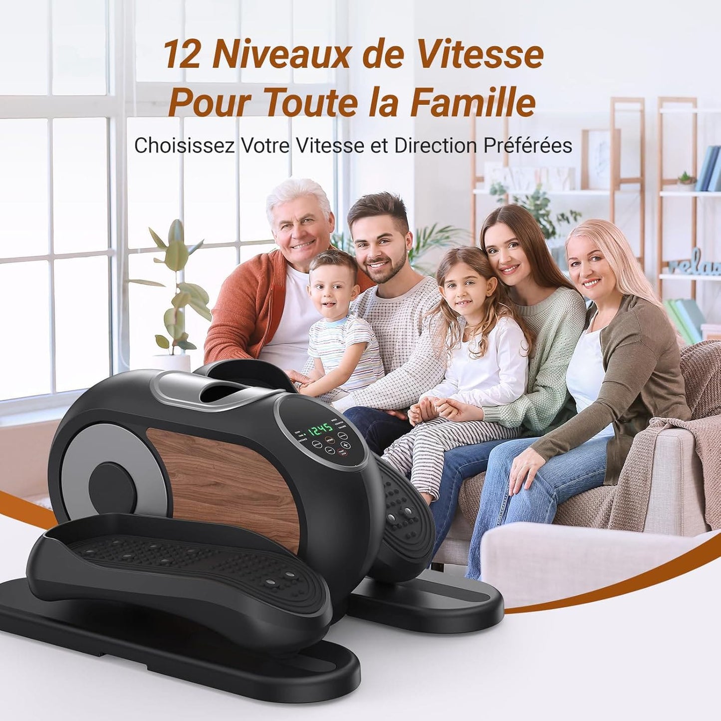 Vélo Elliptique Mini Homefit – 12 Niveaux – Télécommande – Écran LCD – Modes Auto & Manuel – Compact