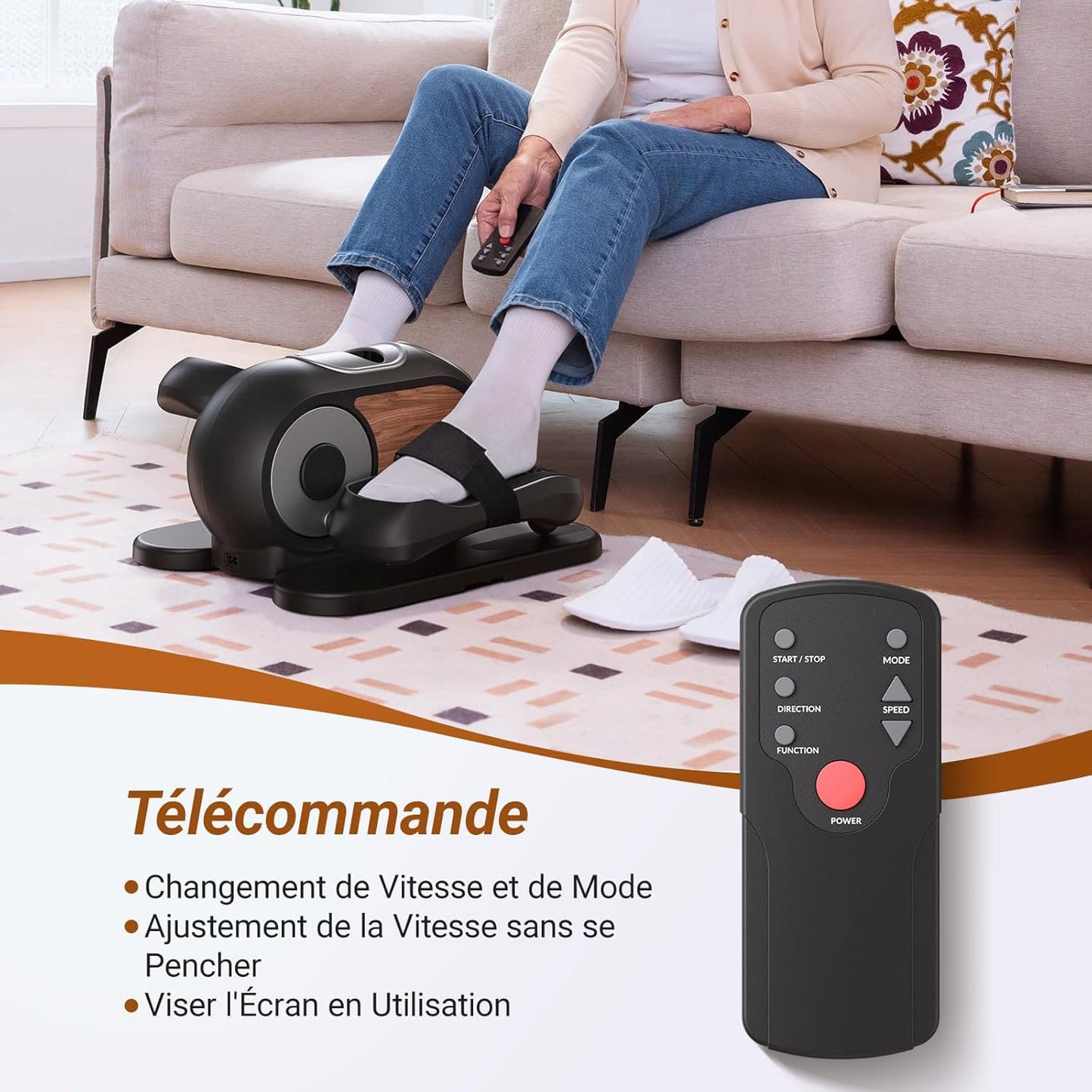 Vélo Elliptique Mini Homefit – 12 Niveaux – Télécommande – Écran LCD – Modes Auto & Manuel – Compact